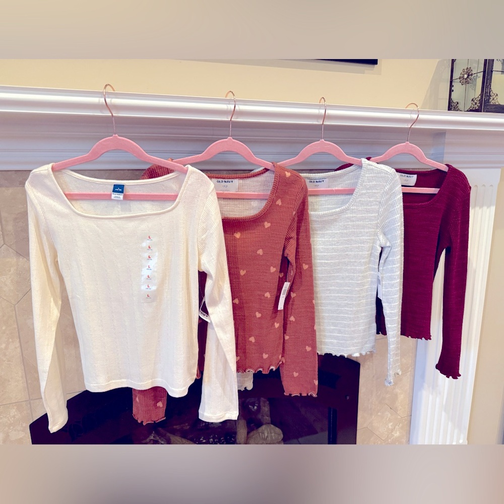 Old Navy Bundle of 4 Long Sleeve Shirts Girls L (10-12) $40
